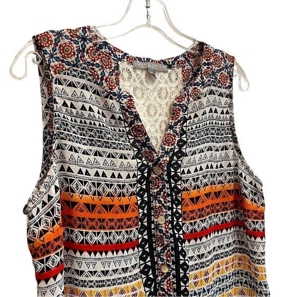 Valerie Stevens Womens Multicolor Sleeveless Lace Knit Back Boho Top, Sixe PXL. - Picture 7 of 15